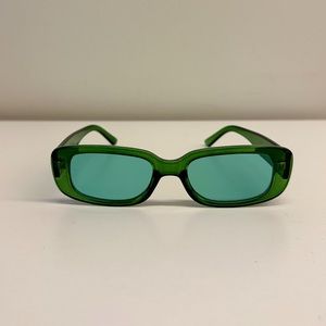 Green thin rectangular sunglasses